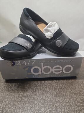 ABEO Allison Comfort Shoe Women’s Black Leather Mary Jane Slip-on Size 7.5